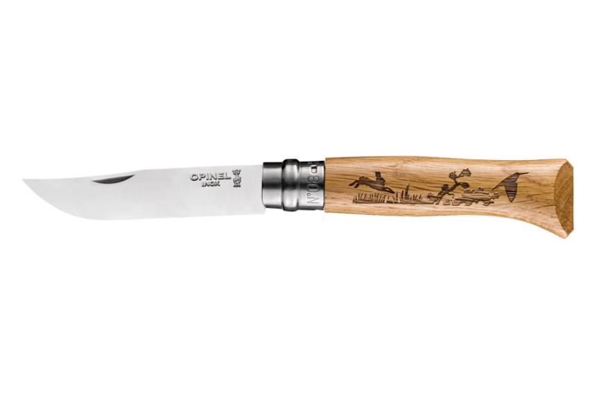 Couteau Opinel n°8 Animalia chêne motif lièvre