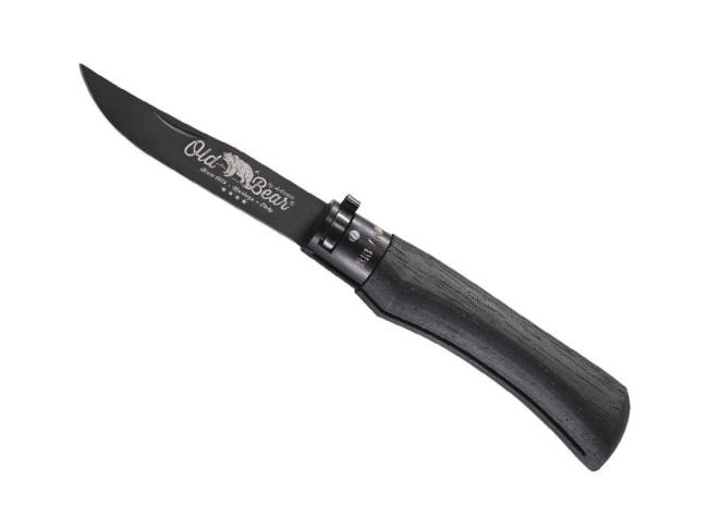 Couteau Old Bear Total Black taille L - manche 12 cm bois d'ayous stratifié noir