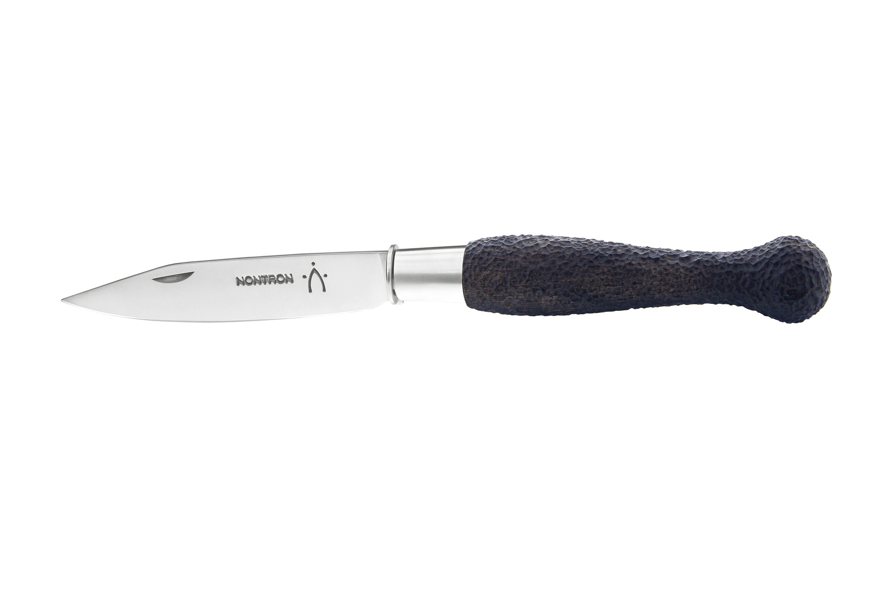 Couteau Nontron - manche boule 12 cm ébène sculpté façon truffe