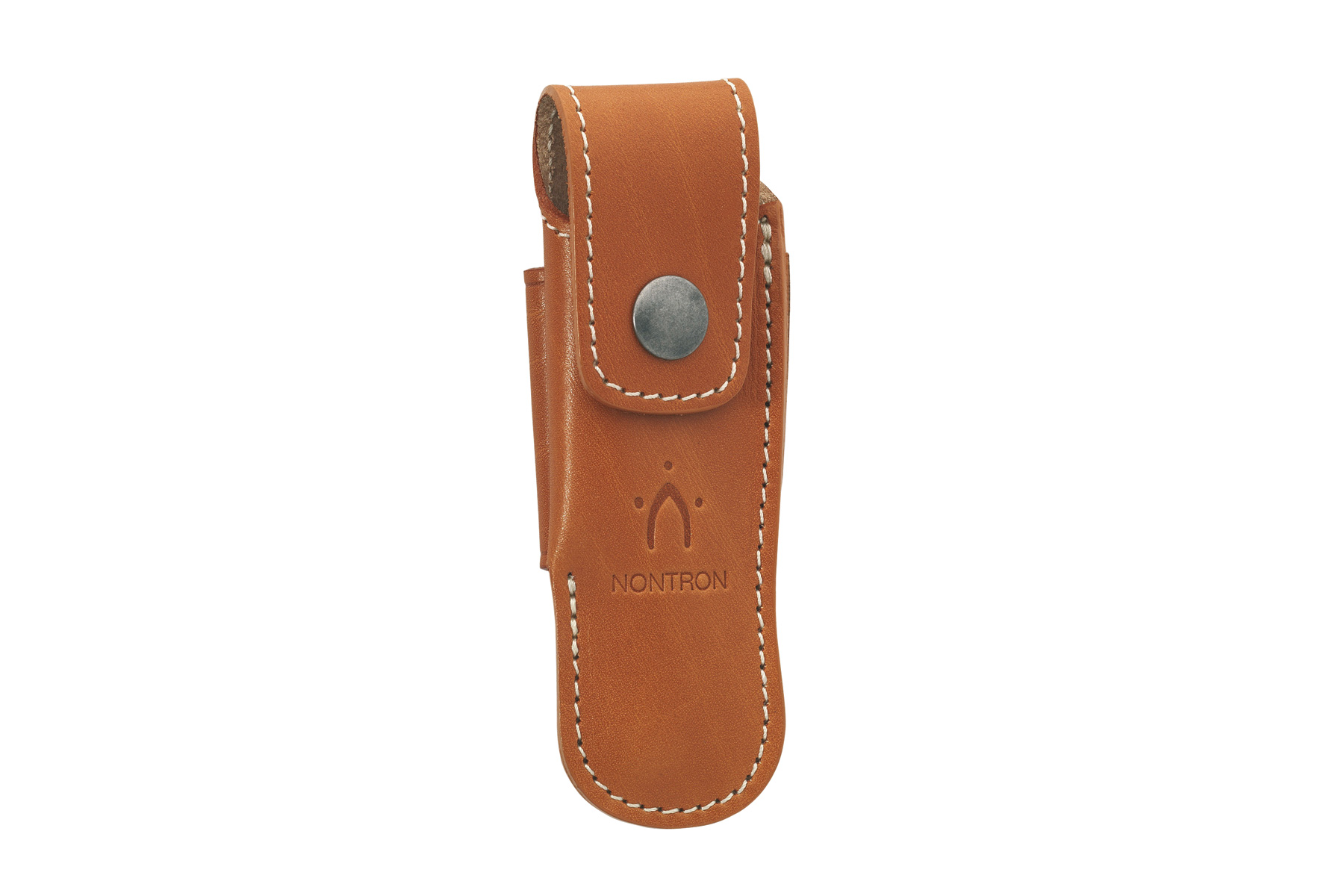 Étui couteau de poche Nontron N°25 cuir fauve 12 cm