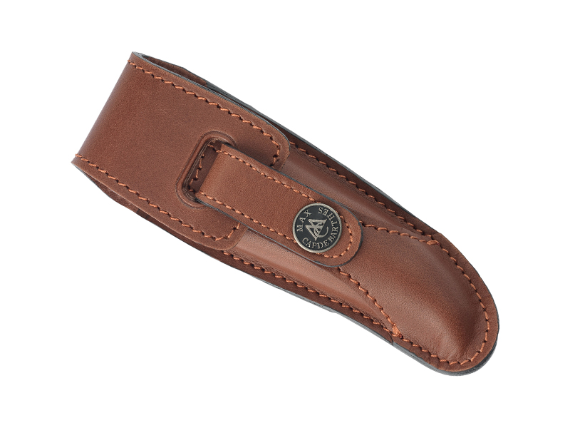 Étui cuir marron Max Capdebarthes "Prestige" pour Laguiole 12 cm