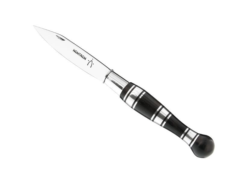 Couteau Nontron N° 25 - manche boule 12 cm marqueterie ébène/aluminium