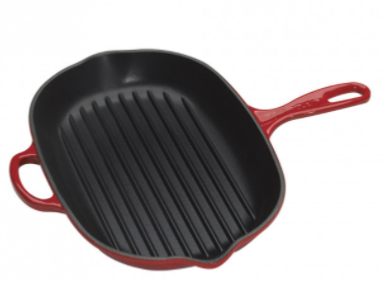 Skillet ovale gril en fonte émaillée Le Creuset 32 cm cerise