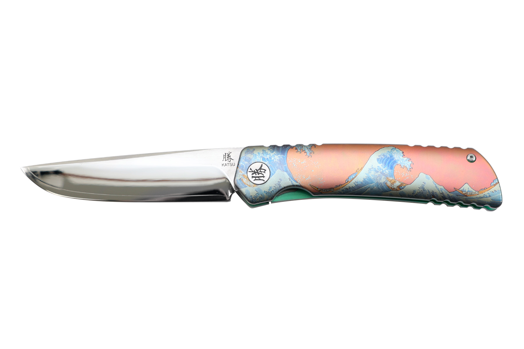 Couteau de poche Katsu - ZM04 titane colorée style mythologie japonaise