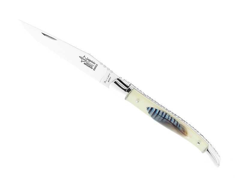 Couteau Laguiole G.David - manche 12 cm plumes de geai 2 côtés