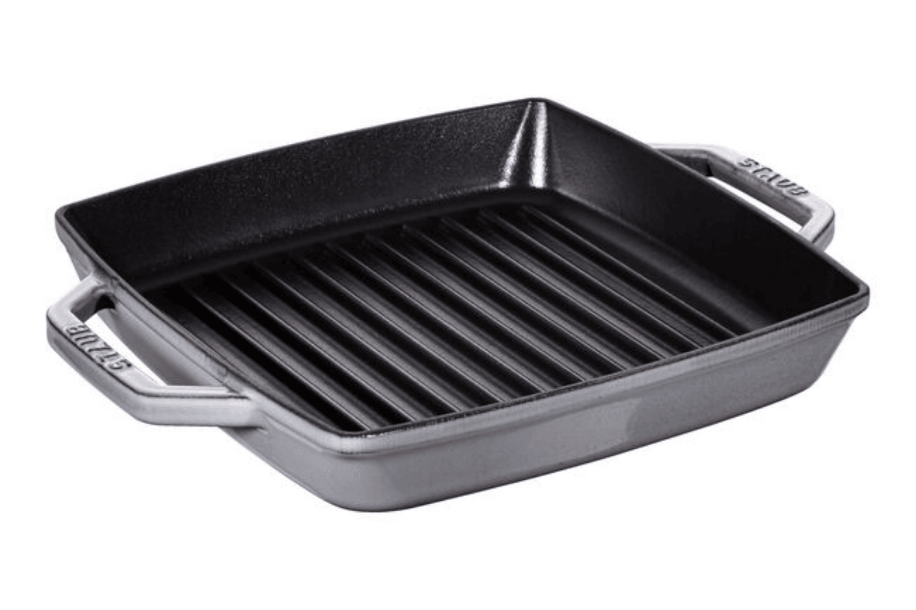 Gril carré double poignée en fonte émaillée Staub Gris graphite de 23 cm