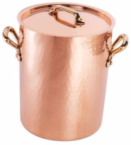 BAIN A POTAGE AVEC COUVERCLE CUIVRE ÉTAMÉ MONTURE BRONZE - M'TRADITION MAUVIEL