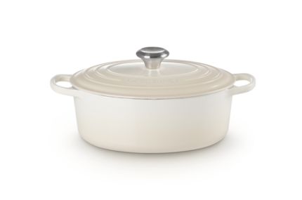 Cocotte ovale en fonte émaillée Le Creuset 31cm meringue