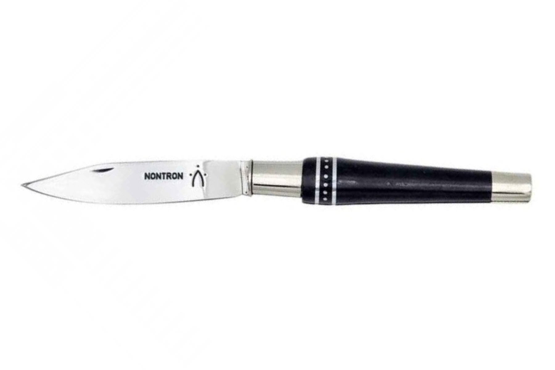 Couteau Nontron  N° 25 - manche double virole 11,5 cm ébène/aluminium