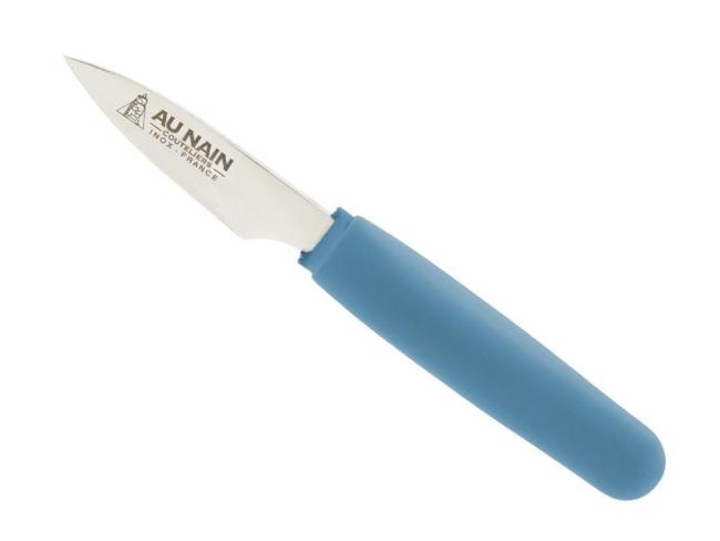 Couteau à huîtres  Ergo Au Nain, lame inox - manche ovale thermo-gomme bleu