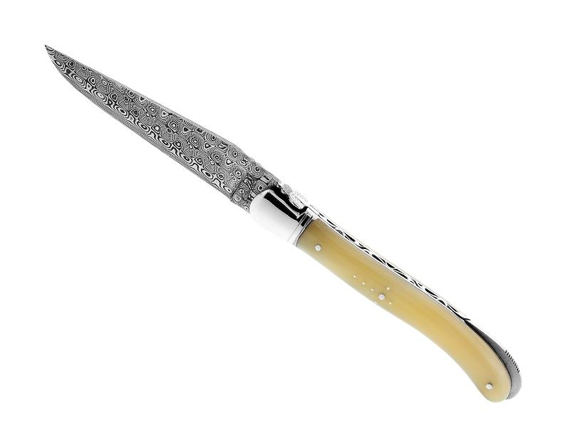 Couteau Laguiole Gilles Fontenille Pataud Nature - manche 12 cm pointe de corne blonde