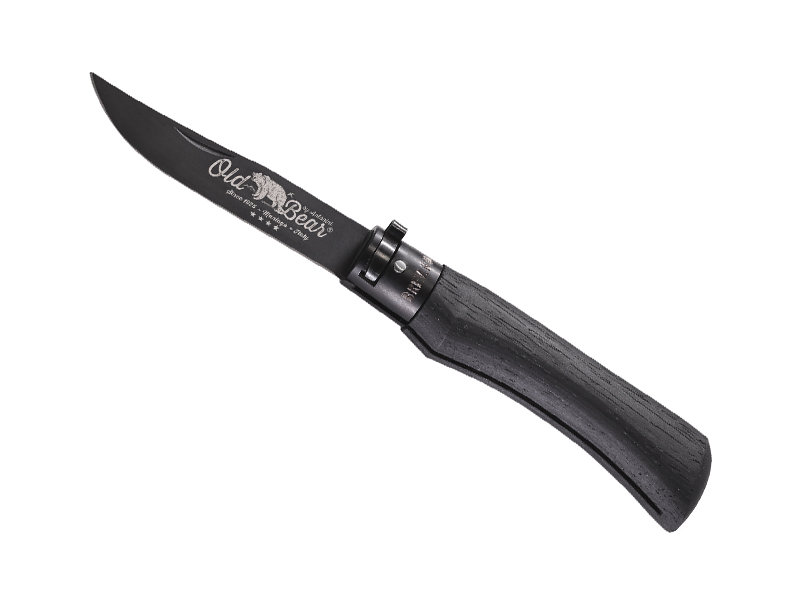 Couteau Old Bear Total Black taille L - manche 12 cm bois d'ayous stratifié noir