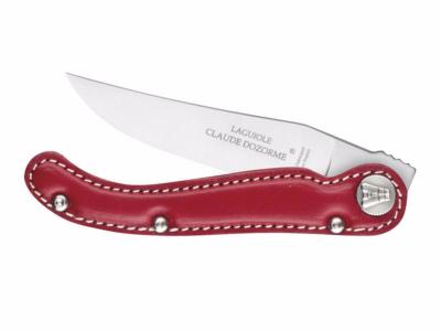 CLAUDE DOZORME - COUTEAU LAGUIOLE - 12CM - CUIR ROUGE