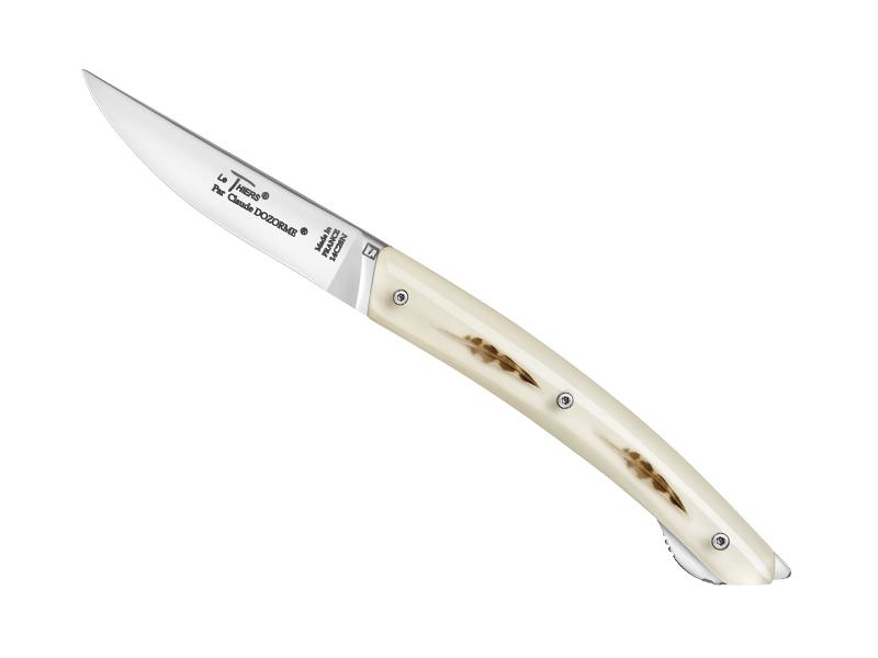 Couteau Le Thiers Verrou Claude Dozorme - manche 12 cm inclusion plumes