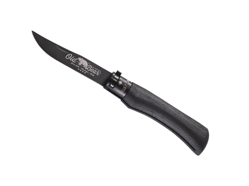 Couteau Old Bear Total Black taille M - manche 11 cm bois d'ayous stratifié noir