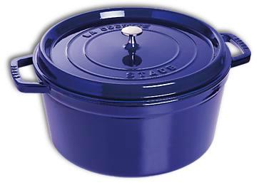 Cocotte ronde en fonte émaillé Staub 30 cm bleu intense