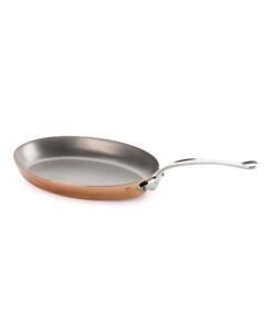 Poêle ovale en cuivre Mauviel M'Héritage 35 cm - manche fonte d'inox