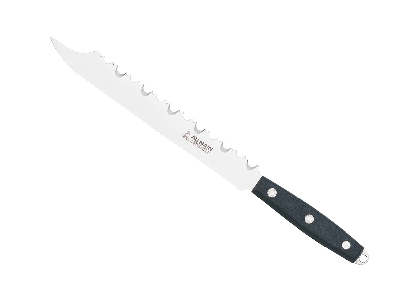 Couteau à surgelés  Au Nain, lame 23 cm inox double denture - manche polypropylène noir