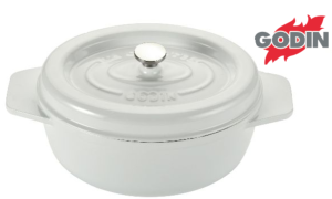 COCOTTE GODIN OVALE EN FONTE - BLANCHE - 26 CM