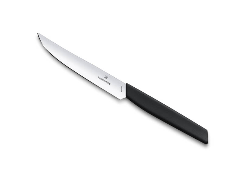 Couteau à steak Victorinox Swiss Modern lame lisse 12 cm - manche noir