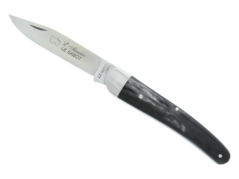Couteau Au Sabot l'Alsacien, lame acier carbone XC 75 - manche 10 cm corne